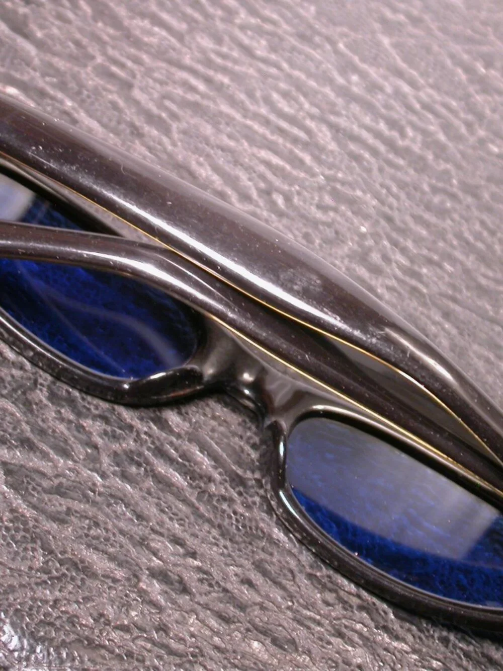 Vintage Jet Black and Blue Cat Eye Retro Sunglasses Made in Japan